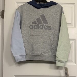Adidas Kids' Gray and Blue Hoodie
